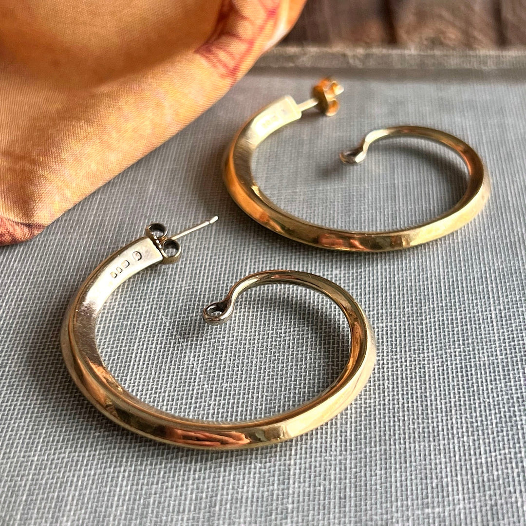 Vintage Sterling Silver Gilt Spiral Drop Earrings, London 1998