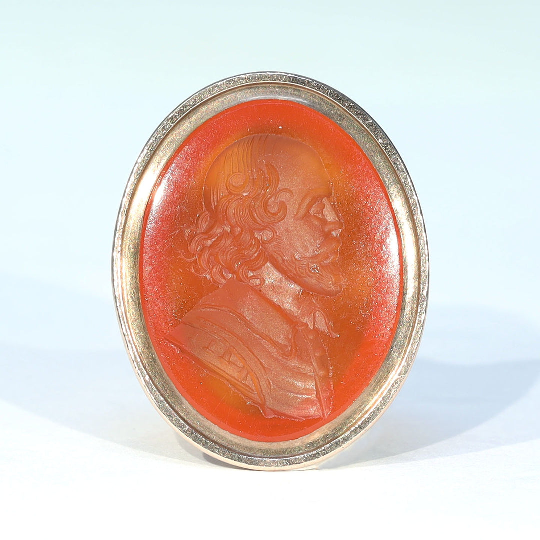 Victorian Gold Carnelian Shakespeare Seal Fob c.1870