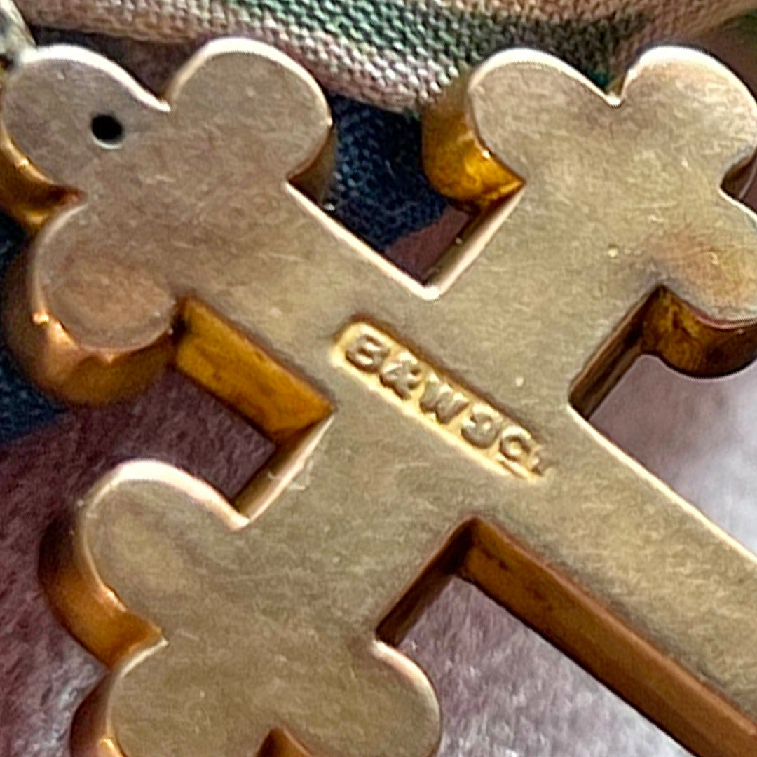 Antique Victorian Cross Pendant Gold Engraved, c.1890