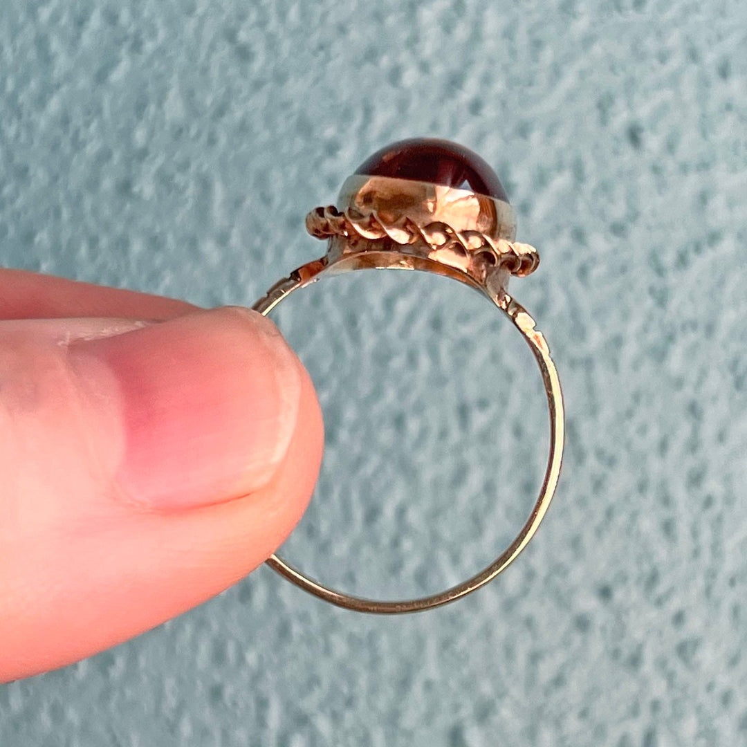 Vintage 9k Gold Amber Ring Birmingham 1988 Oval Cabochon