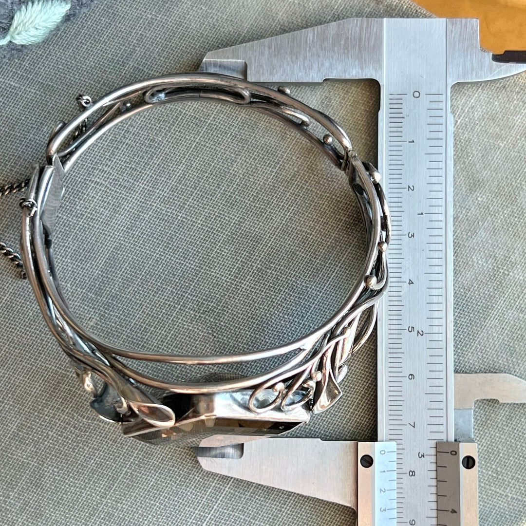 Antique Arts & Crafts Silver Quartz Bangle c.1900
