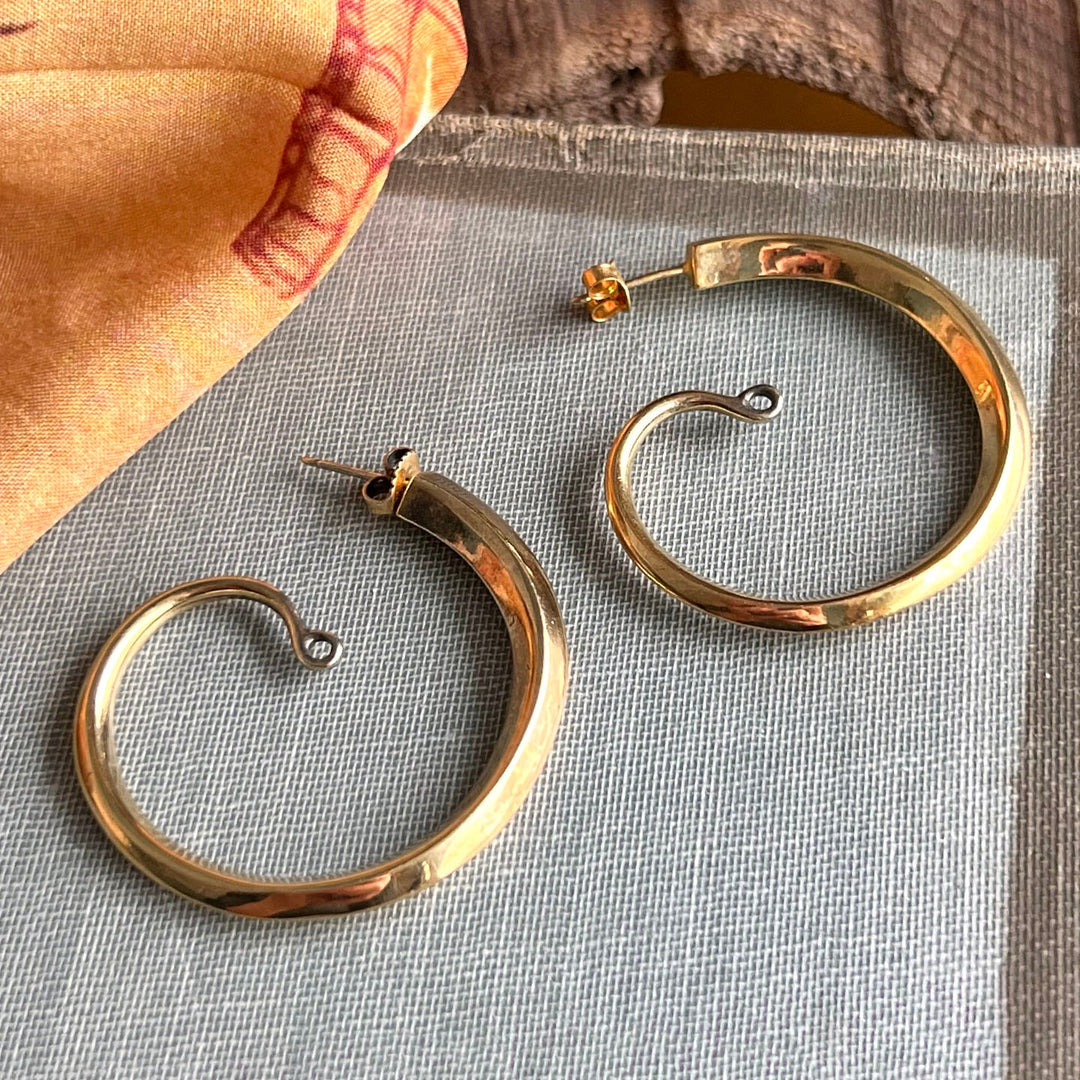 Vintage Sterling Silver Gilt Spiral Drop Earrings, London 1998