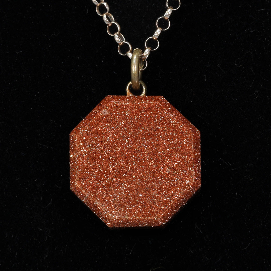 Antique Victorian Goldstone Compass Pendant c. 1880