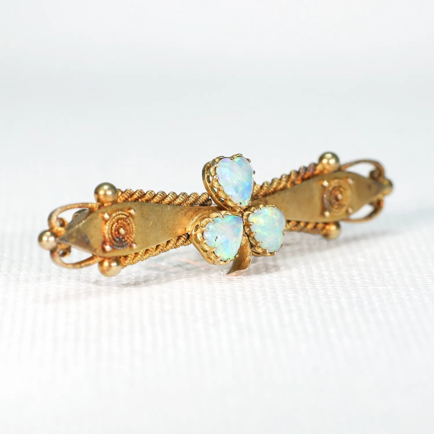 Antique Aquamarine, Pearl, and 9K Gold English Spider Bar Pin