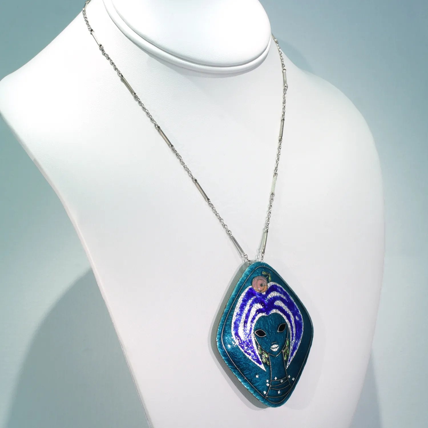 1960s Bold Silver Enamel Brooch Pendant Converter Victoria Sterling