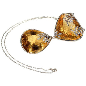 Modern Large Citrine Diamond Necklace