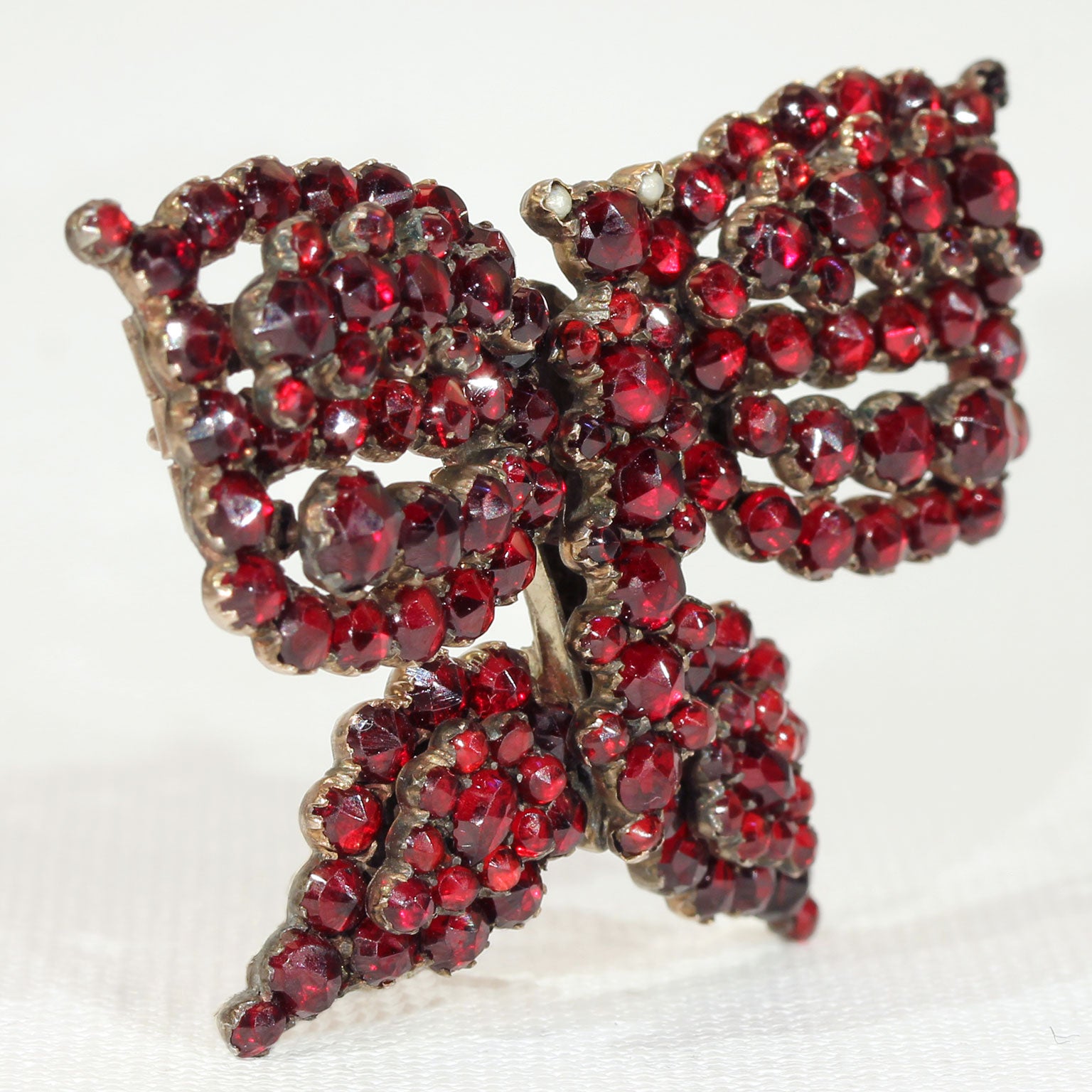 Antique Victorian Garnet Butterfly Brooch Pin Bohemian