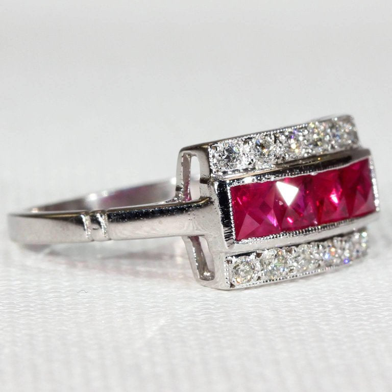 Ruby Diamond White Gold Cocktail Ring