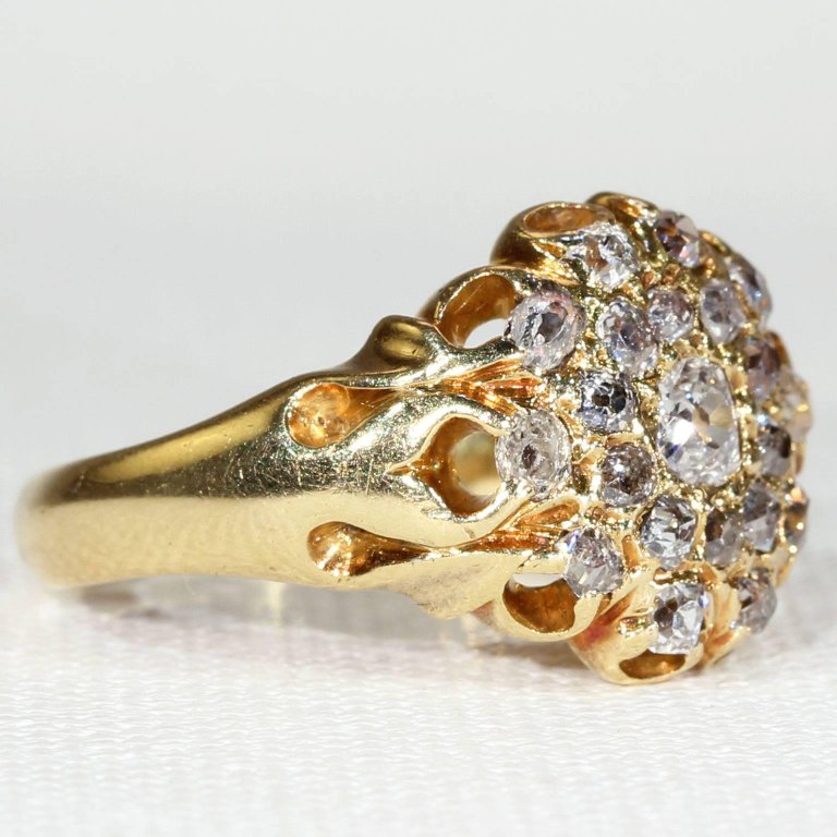 Victorian Diamond Triple Cluster Ring