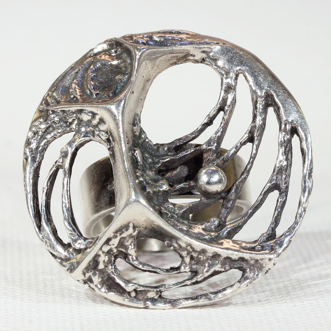 Vintage Sten & Karl Laine Spider Web Bracelet Necklace Ring Set Silver