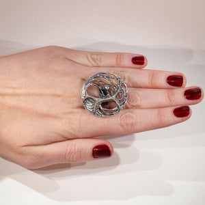 Vintage Sten & Karl Laine Spider Web Bracelet Necklace Ring Set Silver