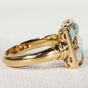 Art Deco Opal Diamond Gold Ring