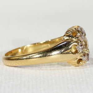 Victorian Cushion Cut Diamond Cluster Ring in 18k Gold