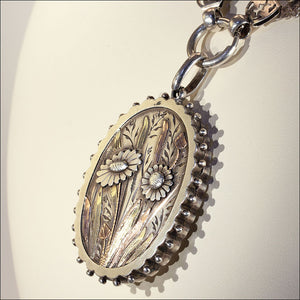 Antique Victorian Collar and Locket with Flowers and Gold Accents