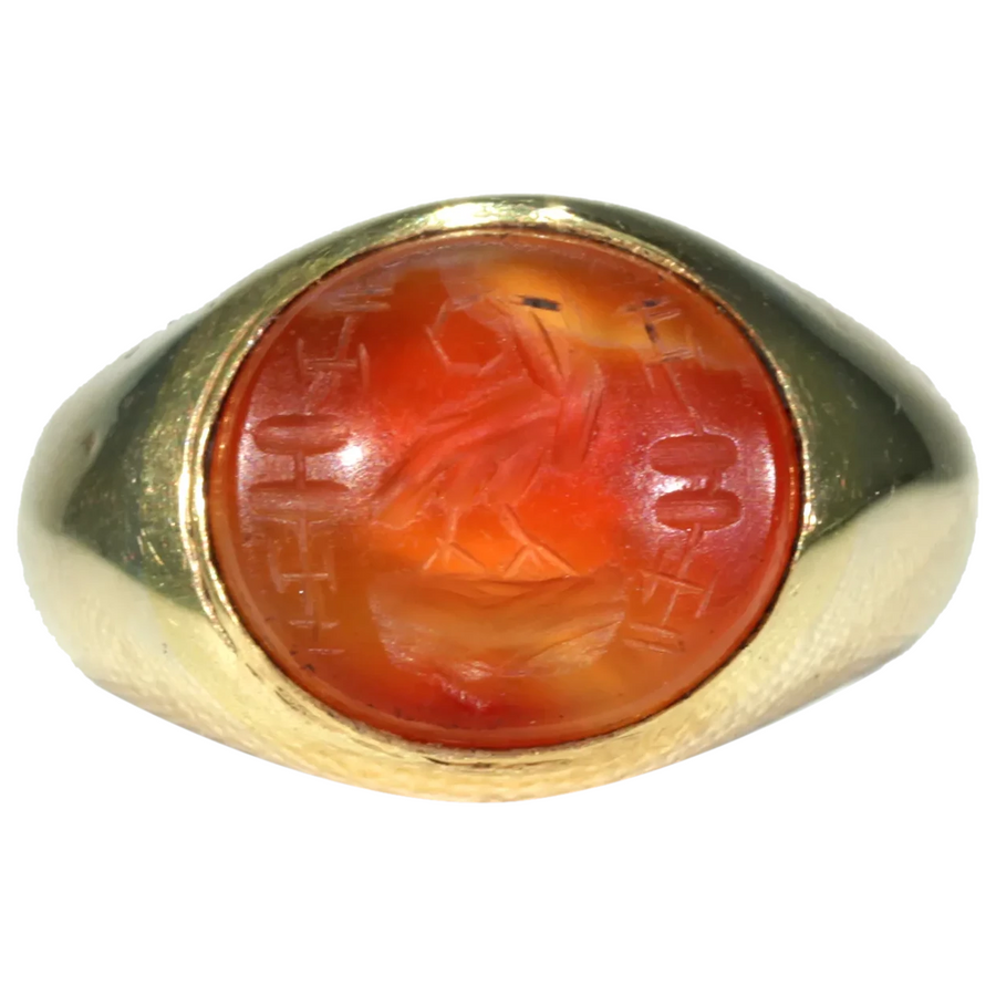 3rd Century Roman Intaglio Carnelian Gold Ring 18k