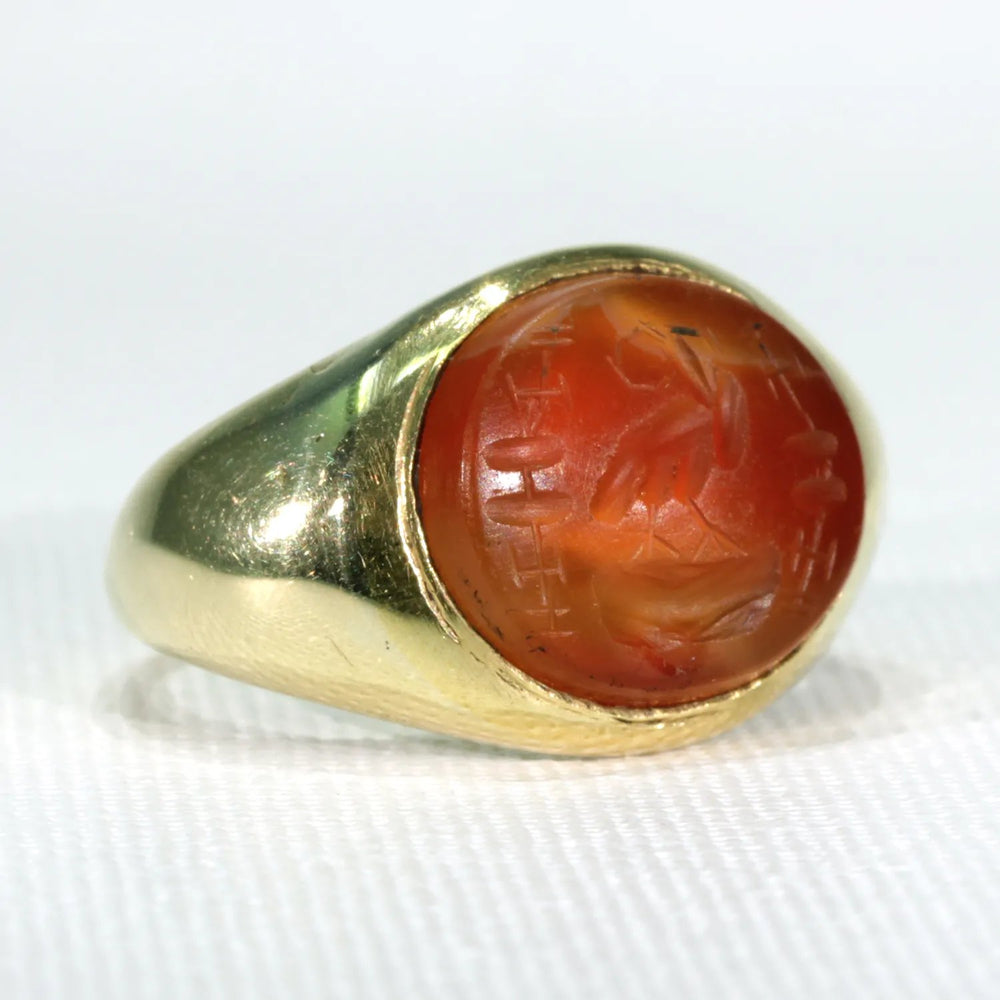 3rd Century Roman Intaglio Carnelian Gold Ring 18k