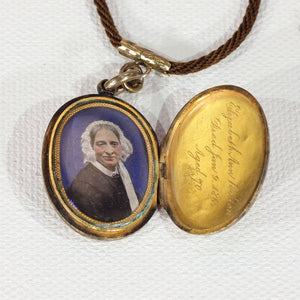 Victorian Memorial Hair Portrait Necklace 15k Gold