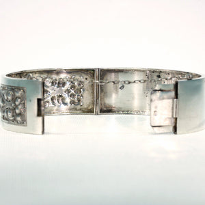 Antique French Repoussed Floral Silver Bangle