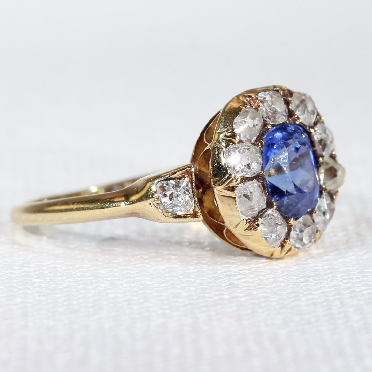 Victorian Sapphire Diamond Cluster Ring