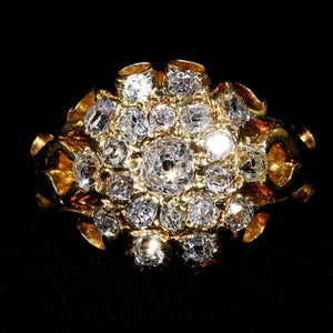 Victorian Diamond Triple Cluster Ring
