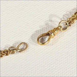Victorian Pearl Triple Chain 14k Gold Necklace