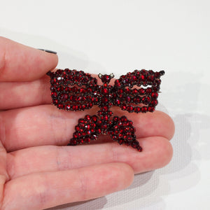 Antique Victorian Garnet Butterfly Brooch Pin Bohemian