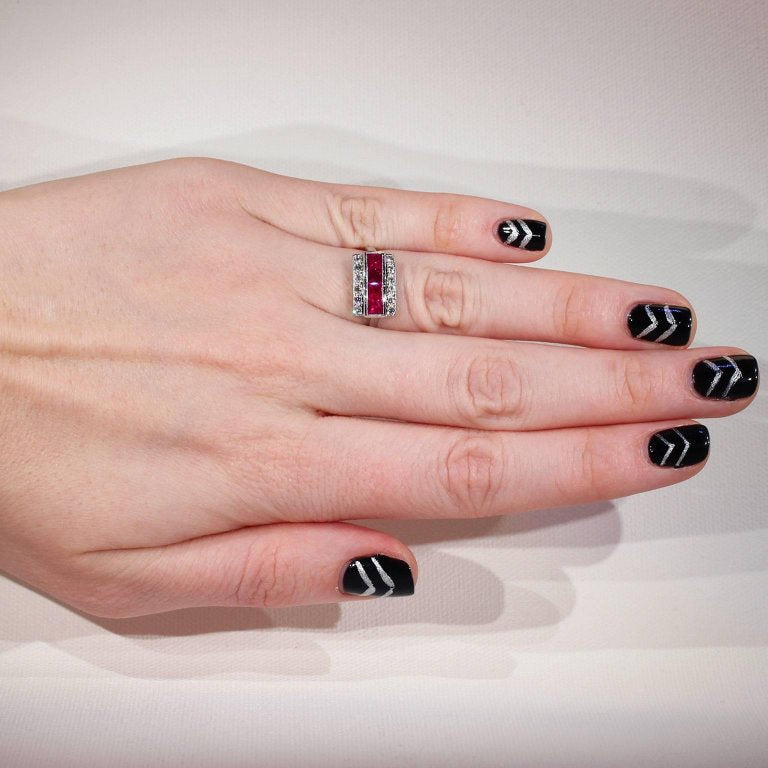 Ruby Diamond White Gold Cocktail Ring