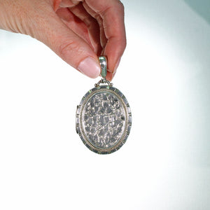 Antique Victorian Silver Locket Ivy Leaves
