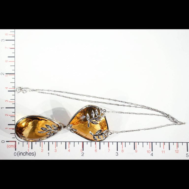 Modern Large Citrine Diamond Necklace