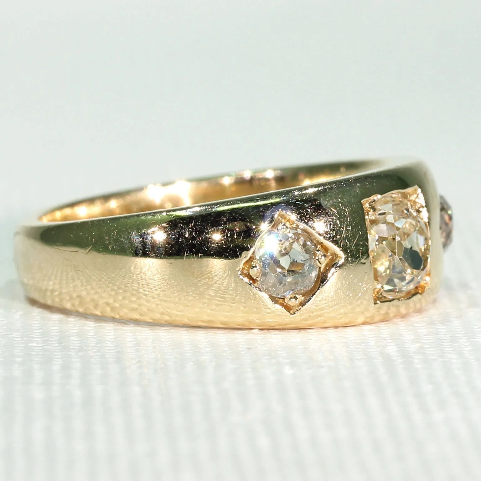 Antique 3 Stone Diamond Ring Engagement or Wedding Band 1 cttw
