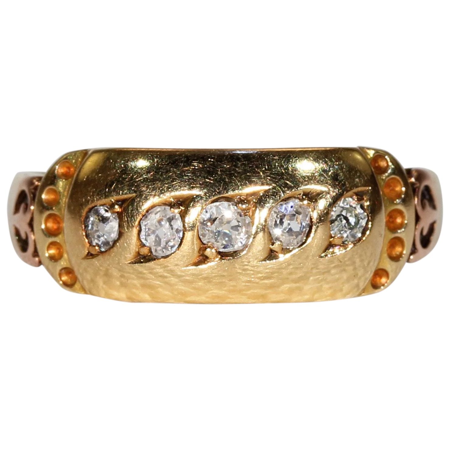 Antique 5 Stone Diamond Ring Wedding Band