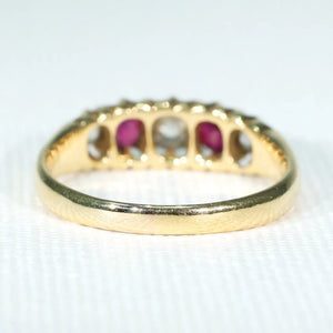 Antique 5 Stone Ruby Diamond Ring Victorian