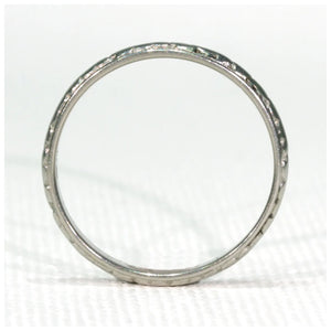 Antique Art Deco Carved Platinum Wedding Band Ring