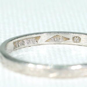 Antique Art Deco Platinum Faceted Wedding Band Ring 8.75