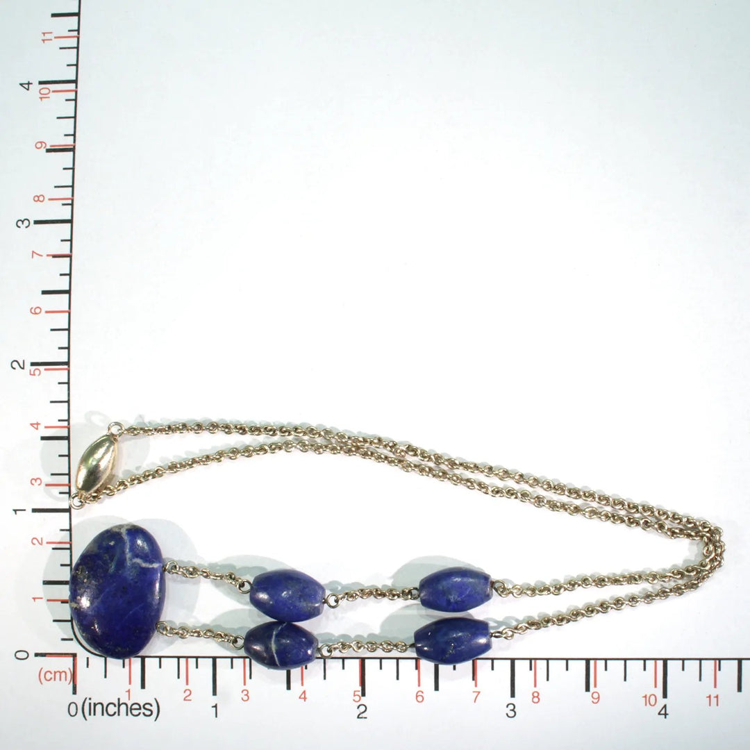 Antique Arts and Crafts Silver Gilt Lapis Necklace c.1910