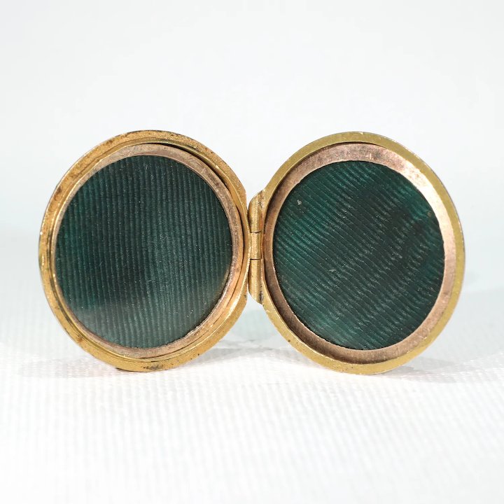 Antique Arts and Crafts Turquoise Gold Brooch Locket