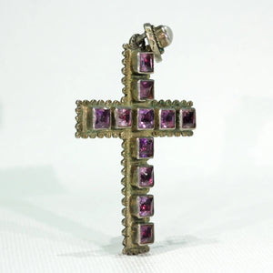 Antique Austro-Hungarian Amethyst Pearl Cross Pendant