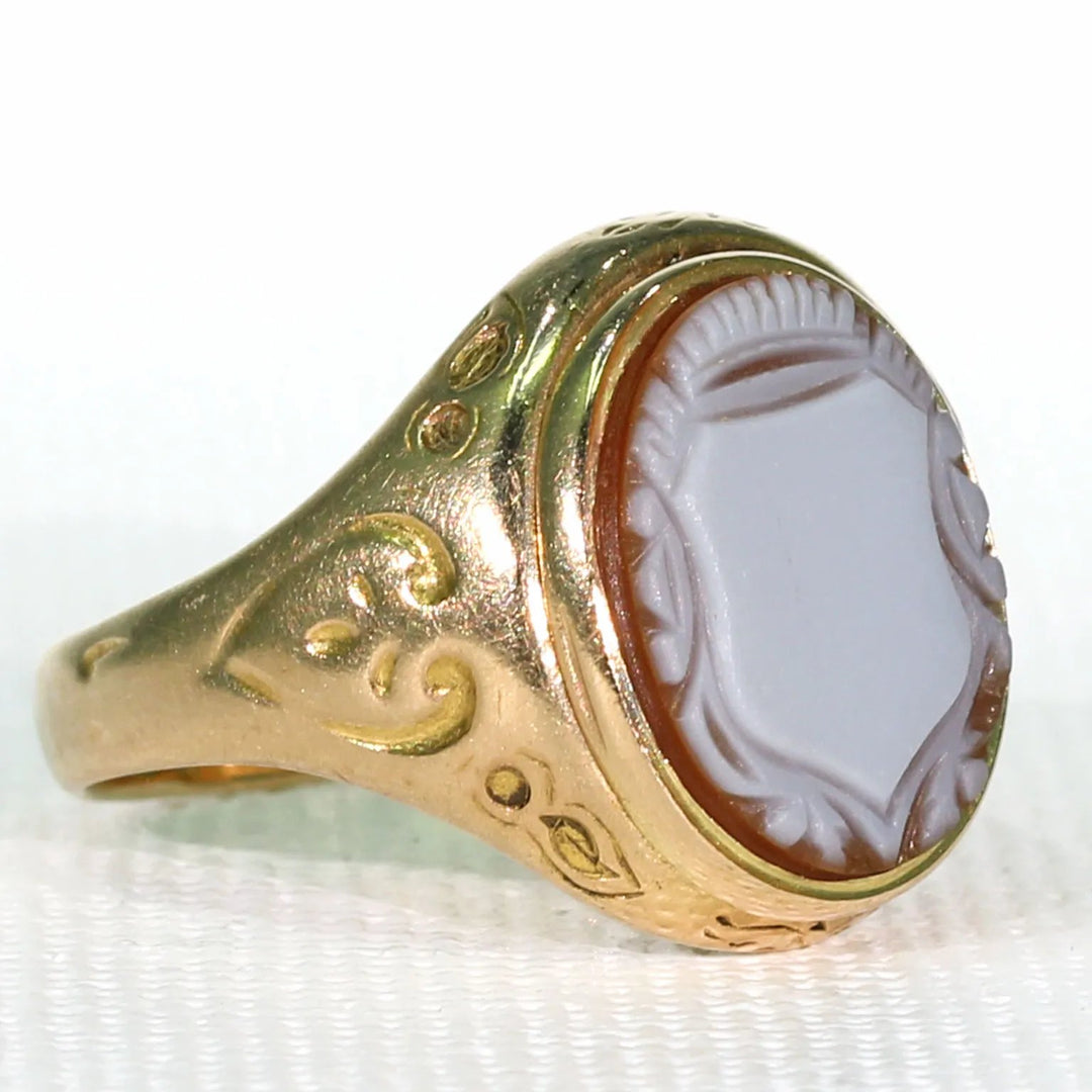 Antique Carved Sardonyx Opening Ring Locket Poison