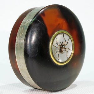 Antique Celluloid Pill Box Set with Essex Crystal Spider
