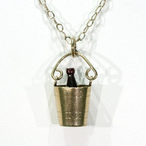Antique Champagne in Bucket Gold Charm Pendant