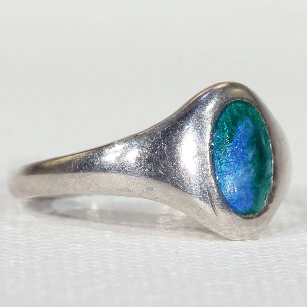 Antique Charles Horner Silver Enamel Ring Hallmarked 1911