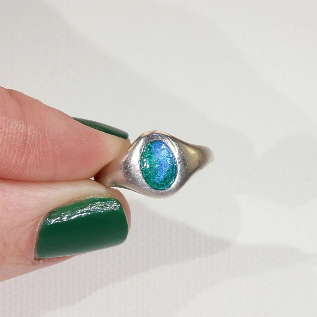 Antique Charles Horner Silver Enamel Ring Hallmarked 1911