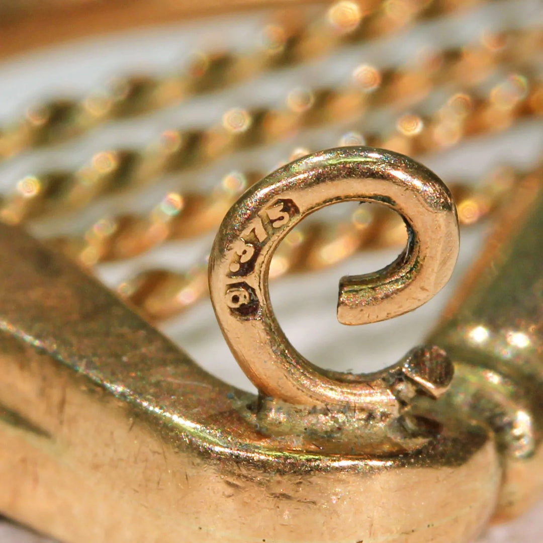 Antique Connemara Marble Gold Scottish Harp Brooch Pin