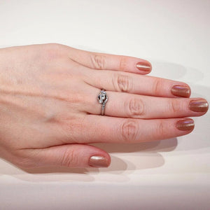 Antique Diamond Platinum Engagement Ring Bypass Style