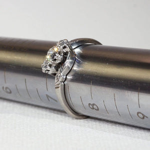 Antique Diamond Platinum Engagement Ring Bypass Style