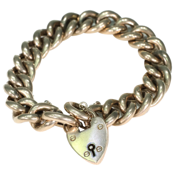 Heart Charm Lock Bracelet With Diamonds - Silver - Oak & Luna