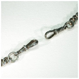 Antique Edwardian Double Albert Silver Watch Chain Necklace