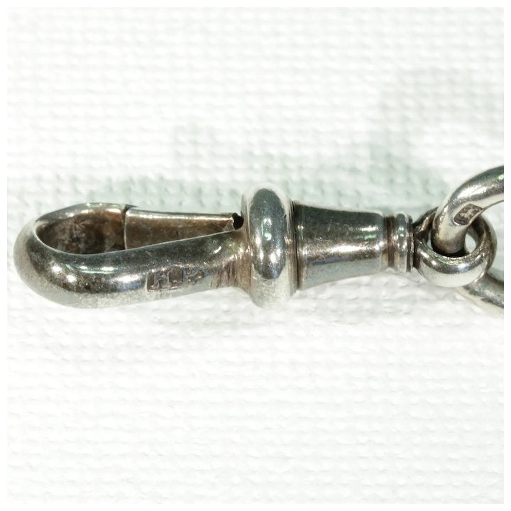 Antique Edwardian Double Albert Silver Watch Chain Necklace