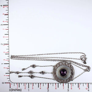 Antique Edwardian Theodor Fahrner Silver Amethyst Necklace