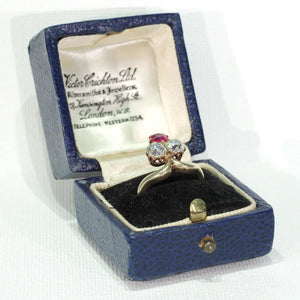 Antique Edwardian Trefoil Ruby Diamond Ring